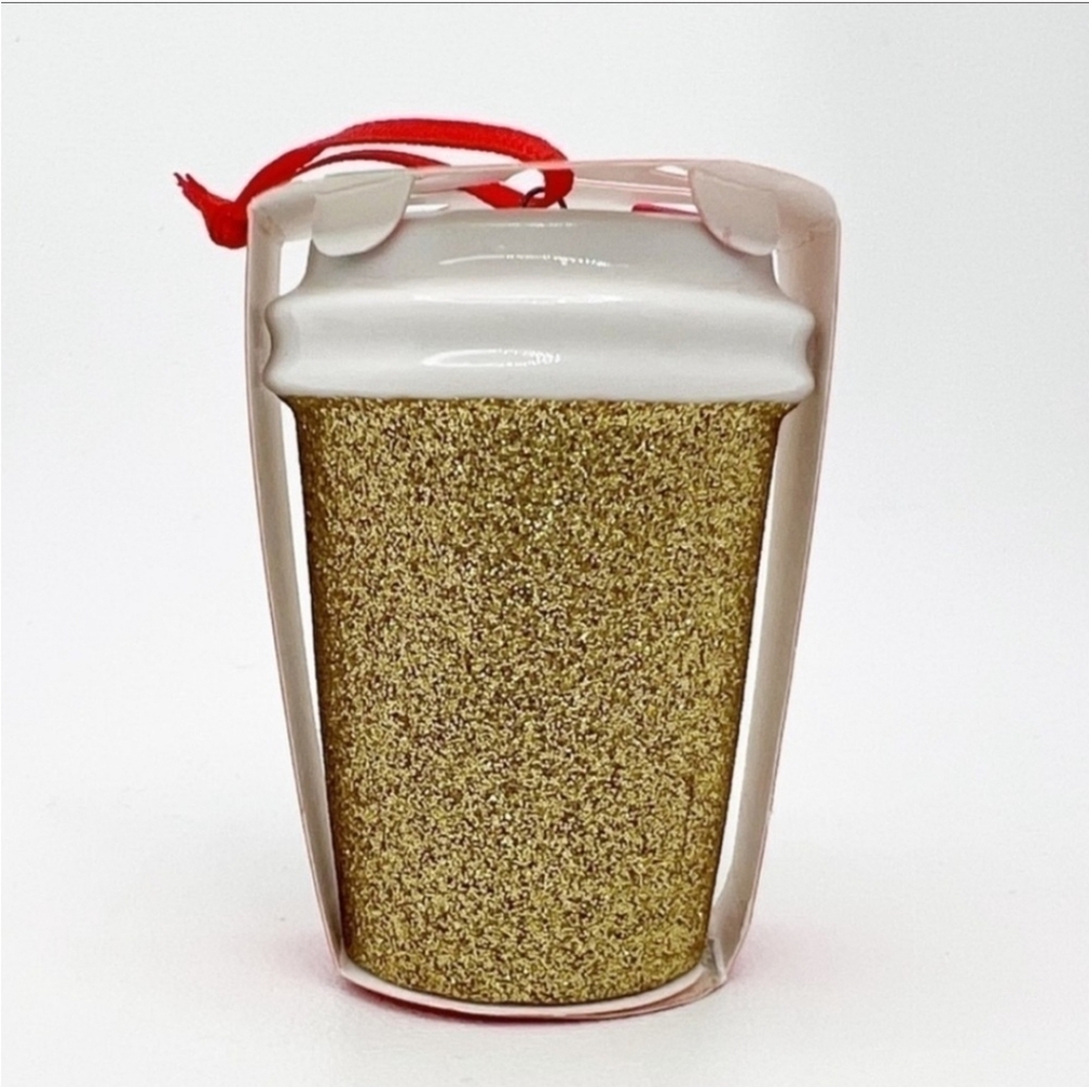 New Starbucks gold glitter ceramic cup ornament